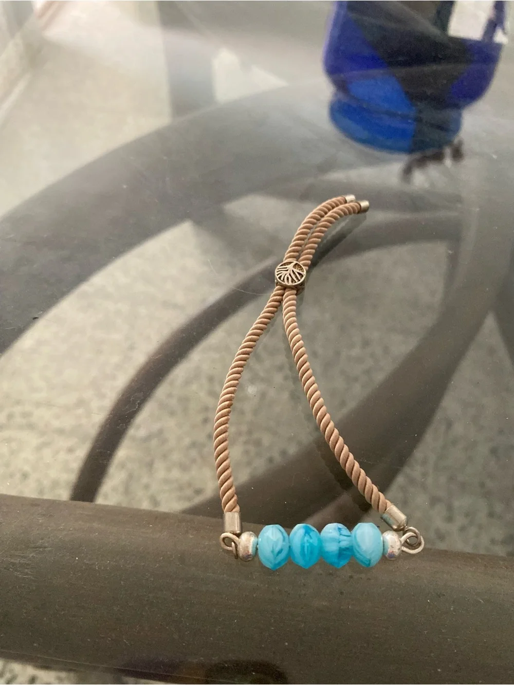 Handcrafted Blue Bead Rope Bracelet - Unbranded